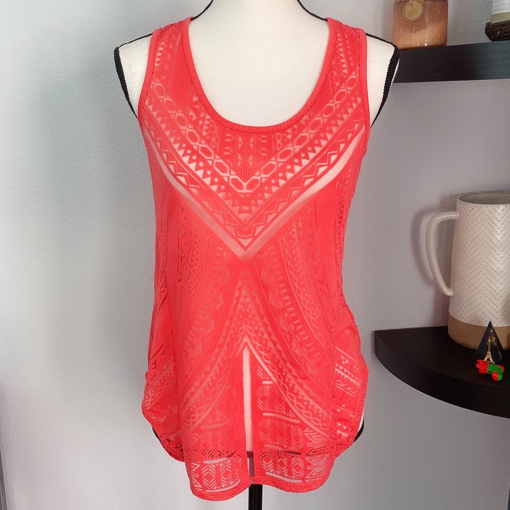 Mossimo Pink Seethrough Patterned Top - image 1